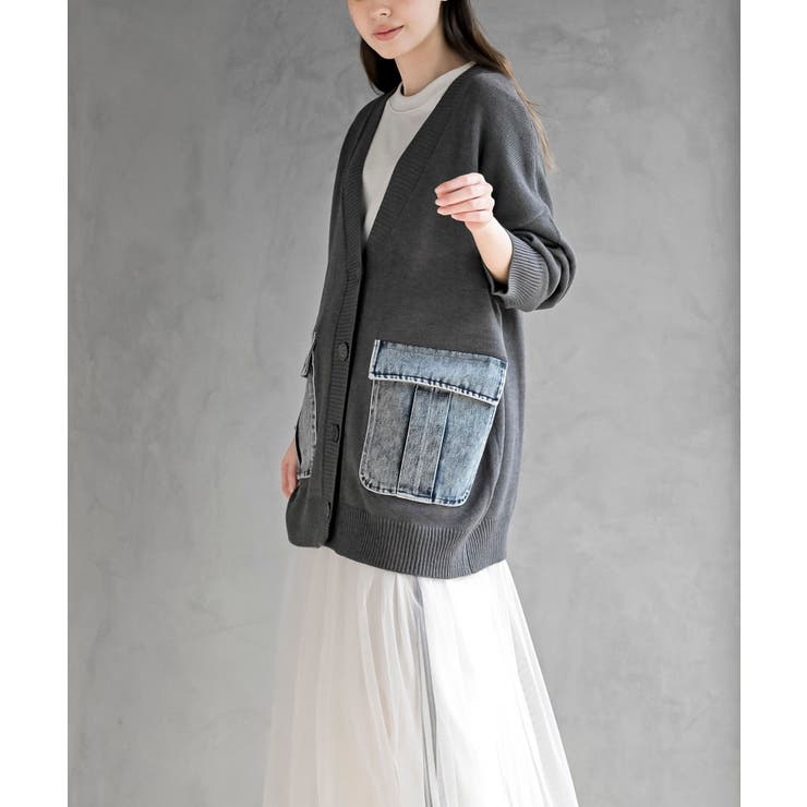 デニムポケットＶネックニットカーディガン | rps | 詳細画像11 