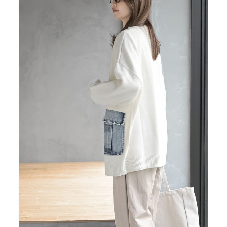 デニムポケットＶネックニットカーディガン | rps | 詳細画像3 