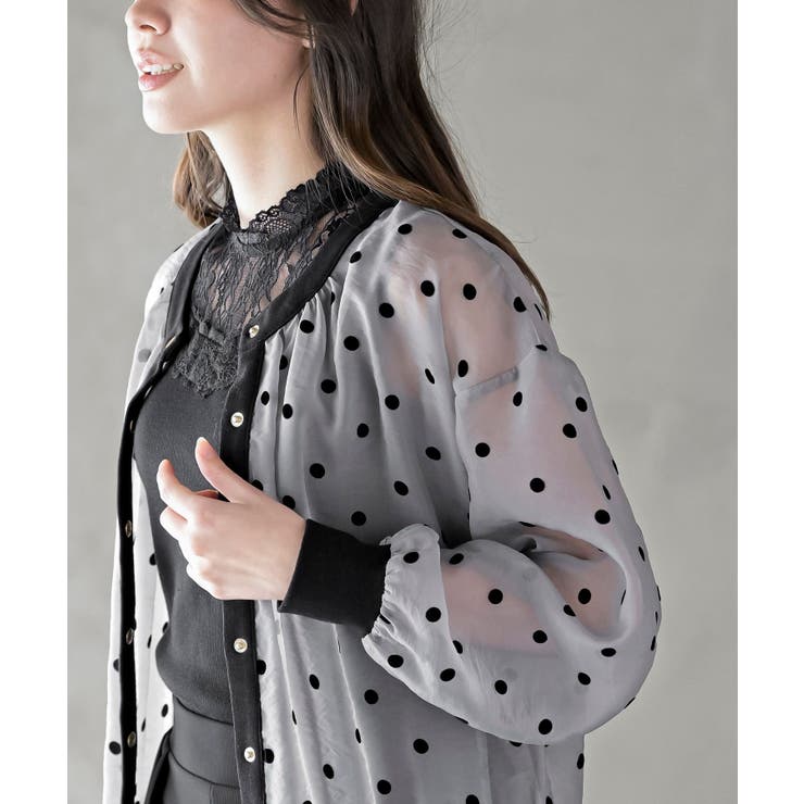 フロッキードットシアーカーディガン | rps | 詳細画像7 