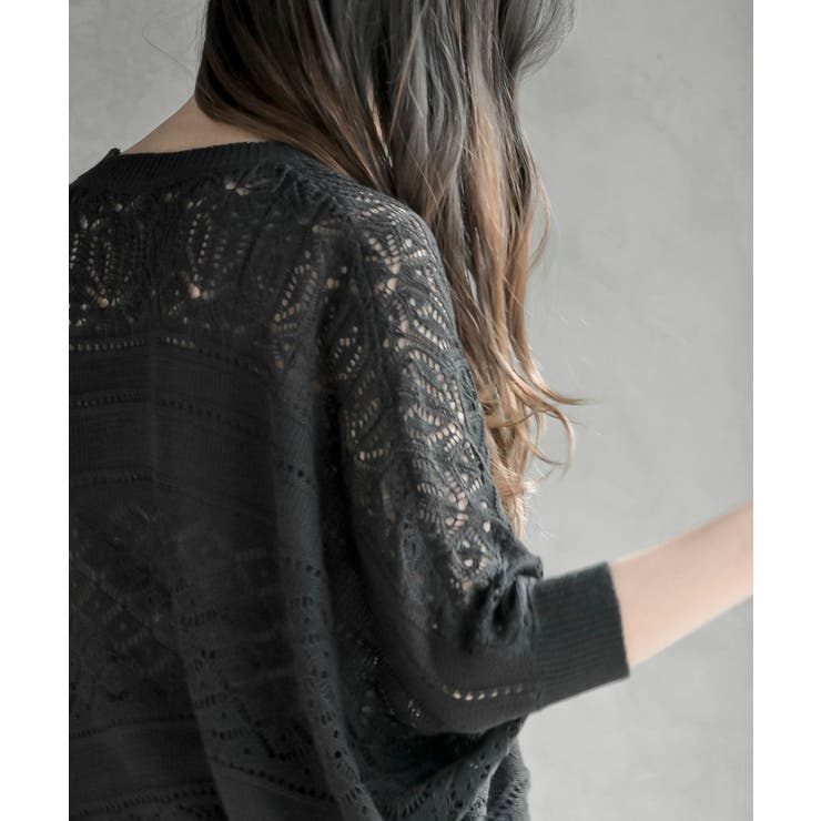 多釦透かしドルマンニットカーディガン | rps | 詳細画像17 