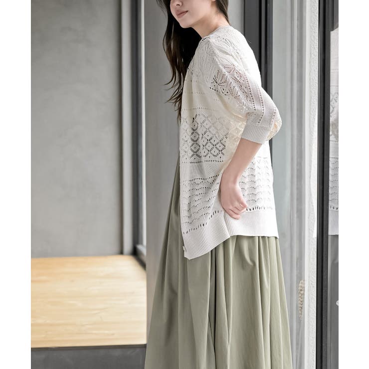 多釦透かしドルマンニットカーディガン | rps | 詳細画像3 