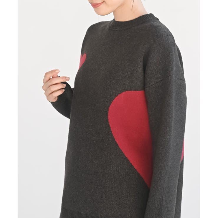 杢チャコール | ハートジャガードワイドニットプルオーバー | rps