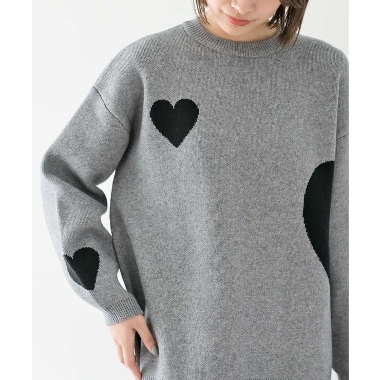 杢グレー | ハートジャガードワイドニットプルオーバー | rps