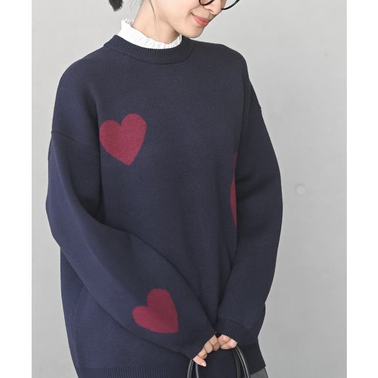 ネイビー | ハートジャガードワイドニットプルオーバー | rps