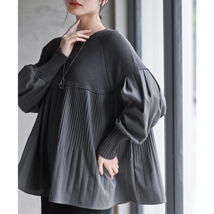 Ａラインプリーツ切替ニットプルオーバー | rps | 詳細画像1 