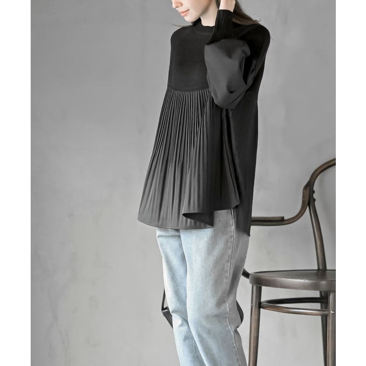 Ａラインプリーツ切替ニットプルオーバー | rps | 詳細画像10 