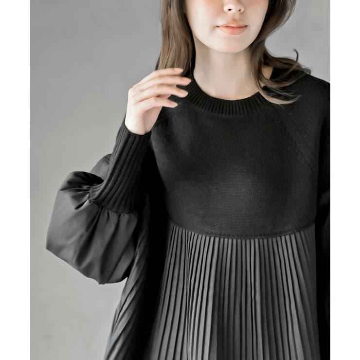 Ａラインプリーツ切替ニットプルオーバー | rps | 詳細画像13 