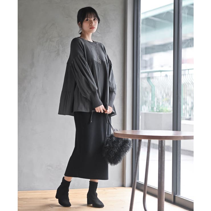 Ａラインプリーツ切替ニットプルオーバー | rps | 詳細画像2 