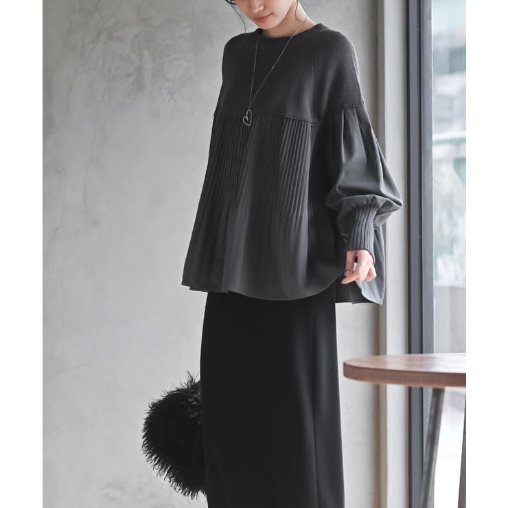 Ａラインプリーツ切替ニットプルオーバー | rps | 詳細画像3 