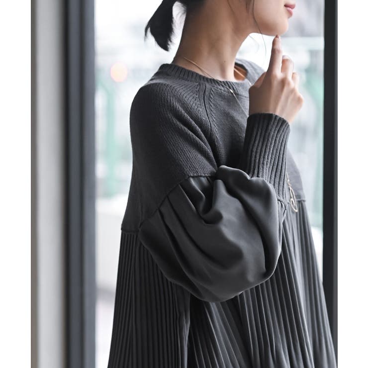 Ａラインプリーツ切替ニットプルオーバー | rps | 詳細画像6 