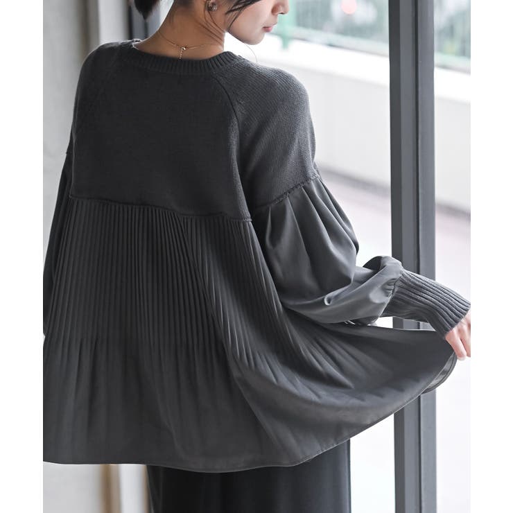 Ａラインプリーツ切替ニットプルオーバー | rps | 詳細画像7 