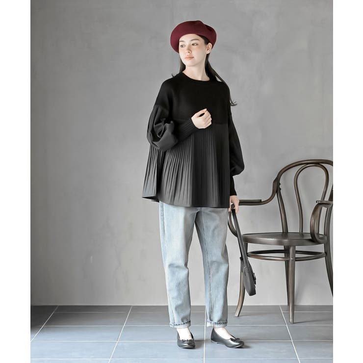 Ａラインプリーツ切替ニットプルオーバー | rps | 詳細画像9 