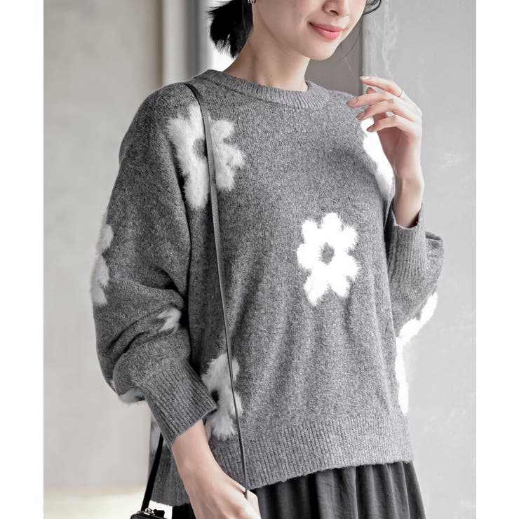 杢チャコール | フラワーシャギーニットプルオーバー | rps