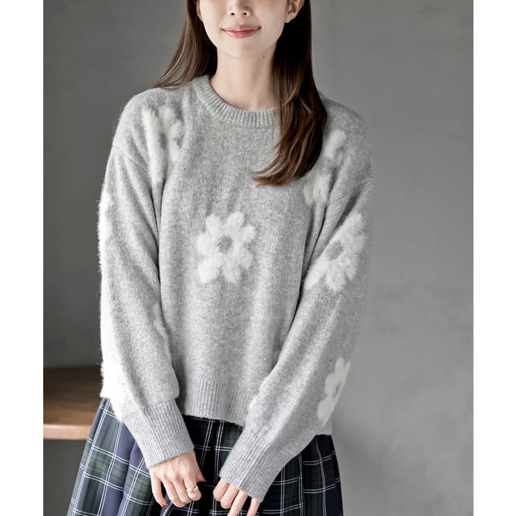 杢グレー | フラワーシャギーニットプルオーバー | rps