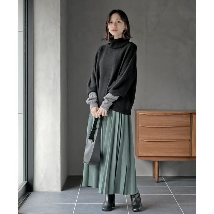 アームウォーマーレイヤー風タートルニットチュニック | rps | 詳細画像10 