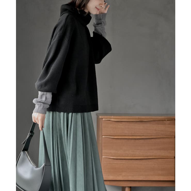 アームウォーマーレイヤー風タートルニットチュニック | rps | 詳細画像11 