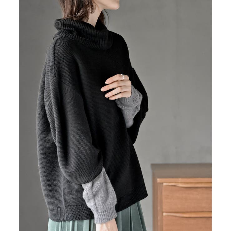 アームウォーマーレイヤー風タートルニットチュニック | rps | 詳細画像15 