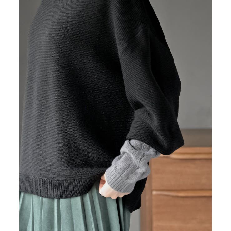 アームウォーマーレイヤー風タートルニットチュニック | rps | 詳細画像17 