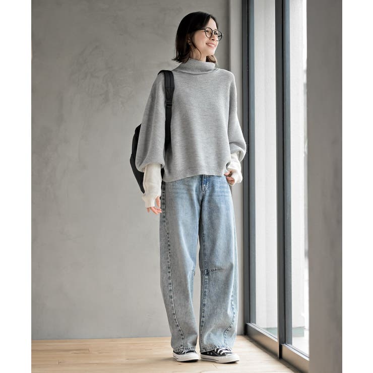 アームウォーマーレイヤー風タートルニットチュニック | rps | 詳細画像18 