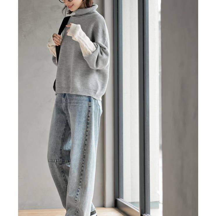 アームウォーマーレイヤー風タートルニットチュニック | rps | 詳細画像21 