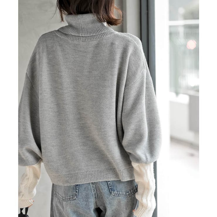 アームウォーマーレイヤー風タートルニットチュニック | rps | 詳細画像24 