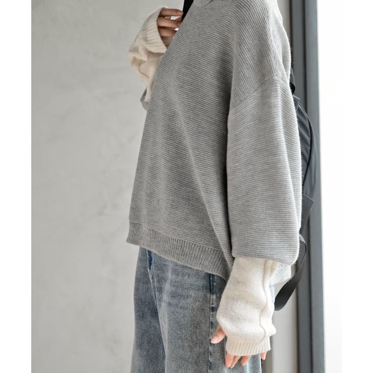 アームウォーマーレイヤー風タートルニットチュニック | rps | 詳細画像25 