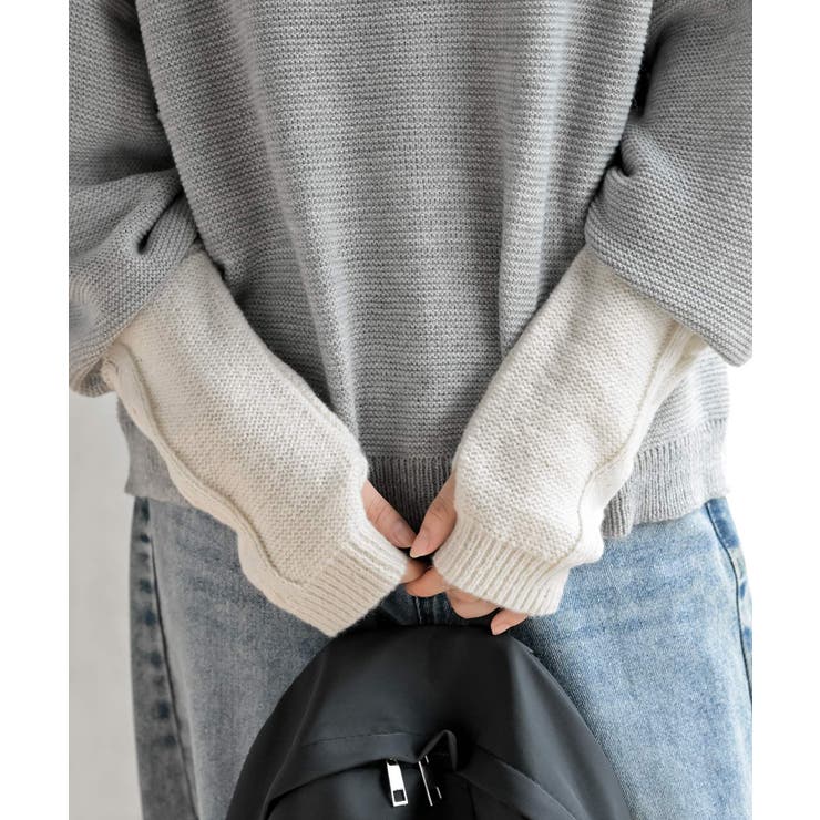アームウォーマーレイヤー風タートルニットチュニック | rps | 詳細画像26 