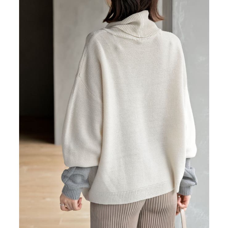 アームウォーマーレイヤー風タートルニットチュニック | rps | 詳細画像7 