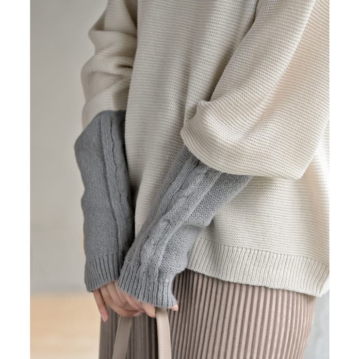 アームウォーマーレイヤー風タートルニットチュニック | rps | 詳細画像9 