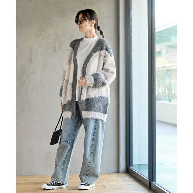 異素材ＭＩＸ×柄ニットカーディガン | rps | 詳細画像10 