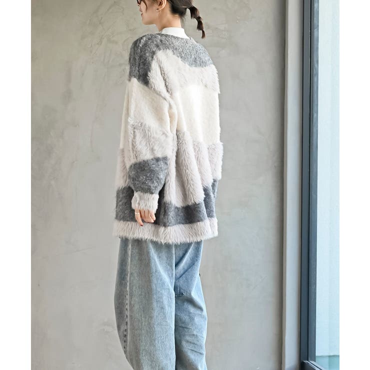 異素材ＭＩＸ×柄ニットカーディガン | rps | 詳細画像11 