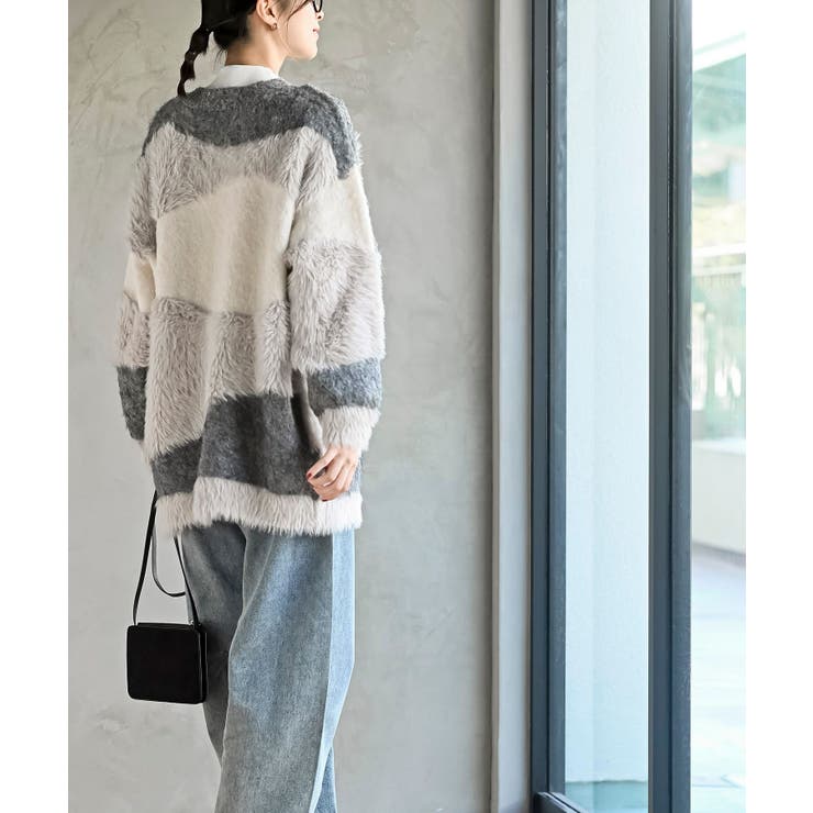 異素材ＭＩＸ×柄ニットカーディガン | rps | 詳細画像12 