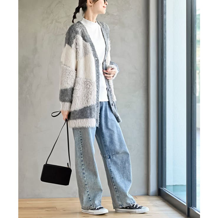 異素材ＭＩＸ×柄ニットカーディガン | rps | 詳細画像13 