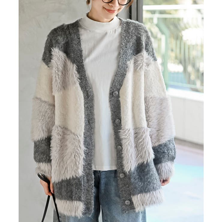 異素材ＭＩＸ×柄ニットカーディガン | rps | 詳細画像14 