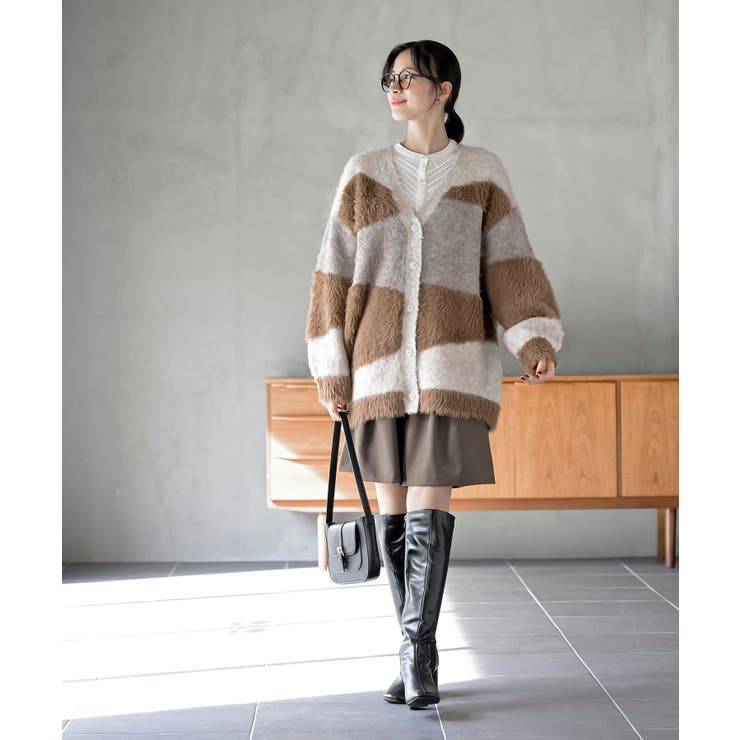 異素材ＭＩＸ×柄ニットカーディガン | rps | 詳細画像2 