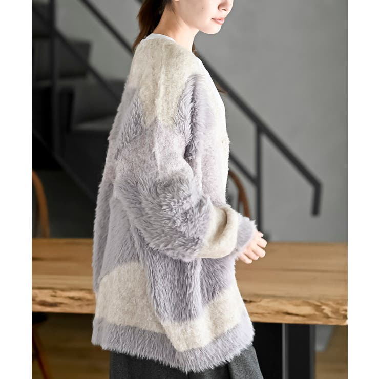 異素材ＭＩＸ×柄ニットカーディガン | rps | 詳細画像25 