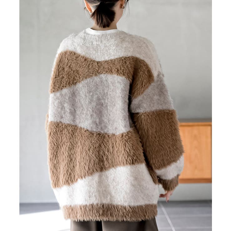 異素材ＭＩＸ×柄ニットカーディガン | rps | 詳細画像8 