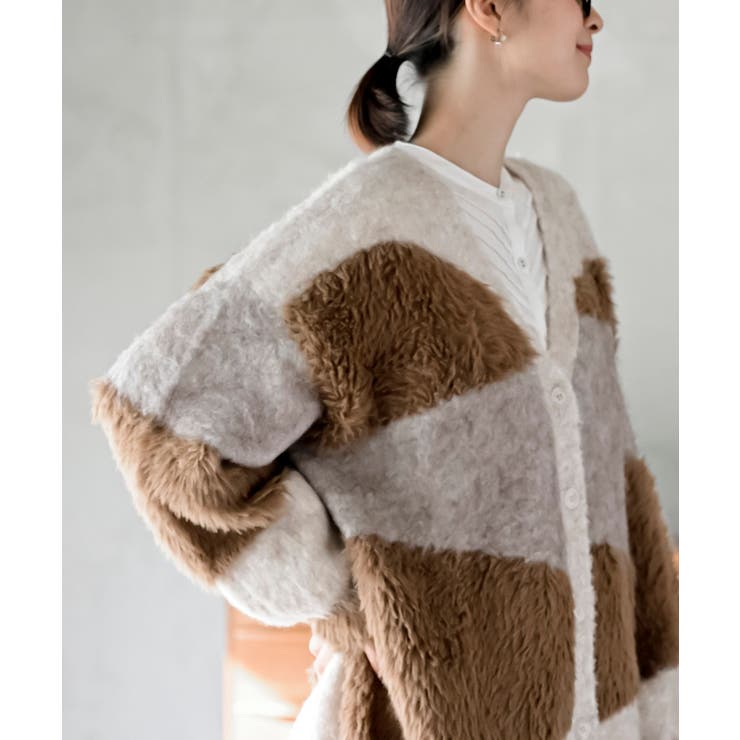 異素材ＭＩＸ×柄ニットカーディガン | rps | 詳細画像9 