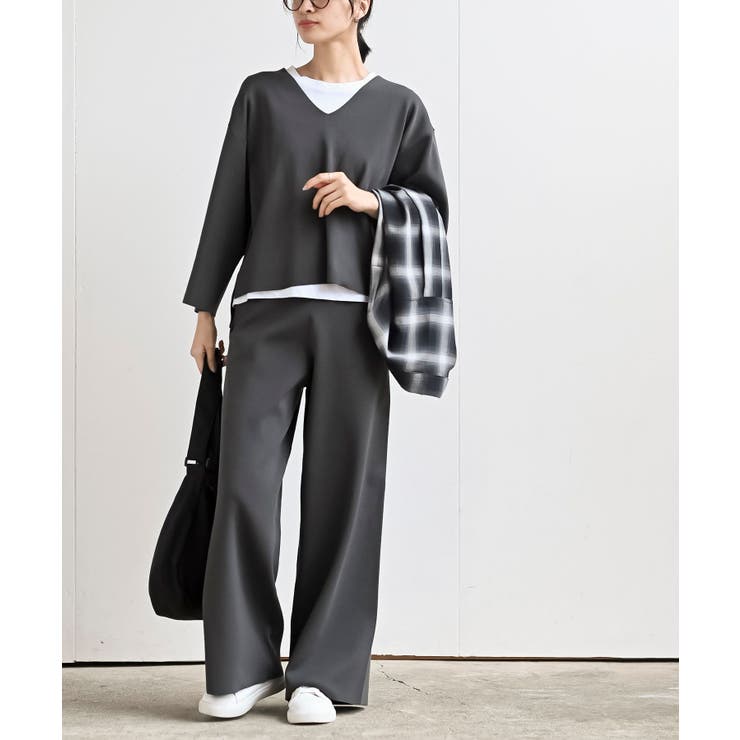 CHACグレー | Ｖネックニットプルオーバー＋ニットパンツセットアップ | rps
