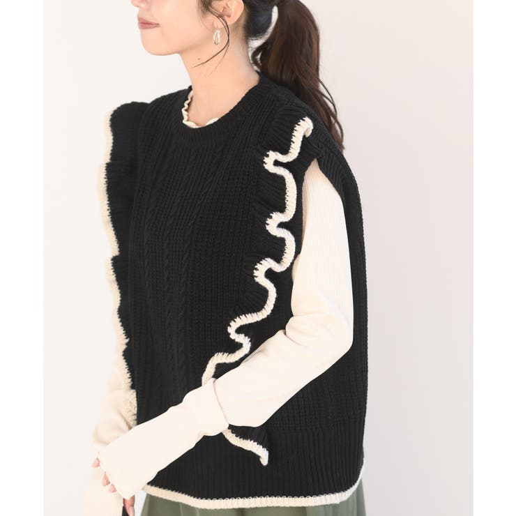 ケーブルフリルニットベスト[品番：RPSW0000990]｜rps（アールピーエス