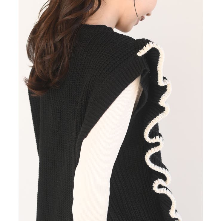 ケーブルフリルニットベスト[品番：RPSW0000990]｜rps（アールピーエス