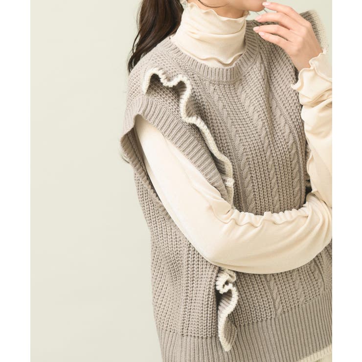 ケーブルフリルニットベスト[品番：RPSW0000990]｜rps（アールピーエス