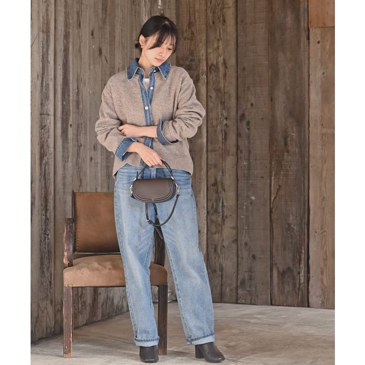 デニム切替レイヤード風ニットカーディガン | rps | 詳細画像10 