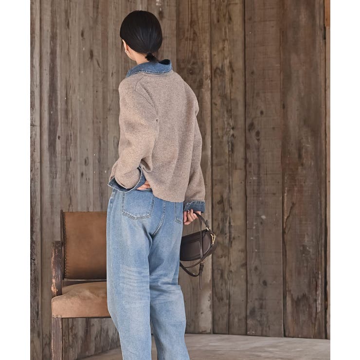 デニム切替レイヤード風ニットカーディガン | rps | 詳細画像12 