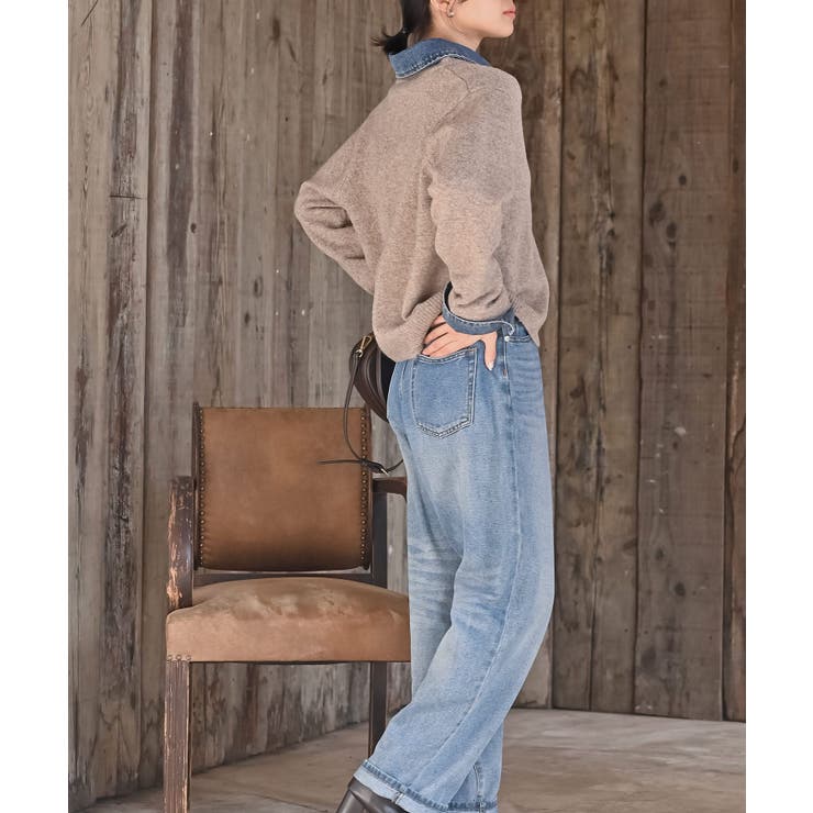 デニム切替レイヤード風ニットカーディガン | rps | 詳細画像13 