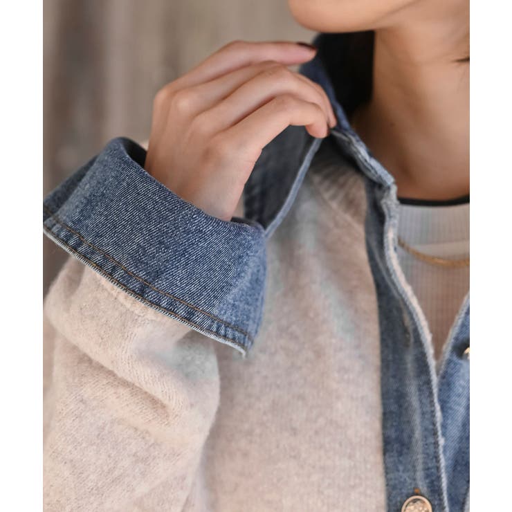 デニム切替レイヤード風ニットカーディガン | rps | 詳細画像25 