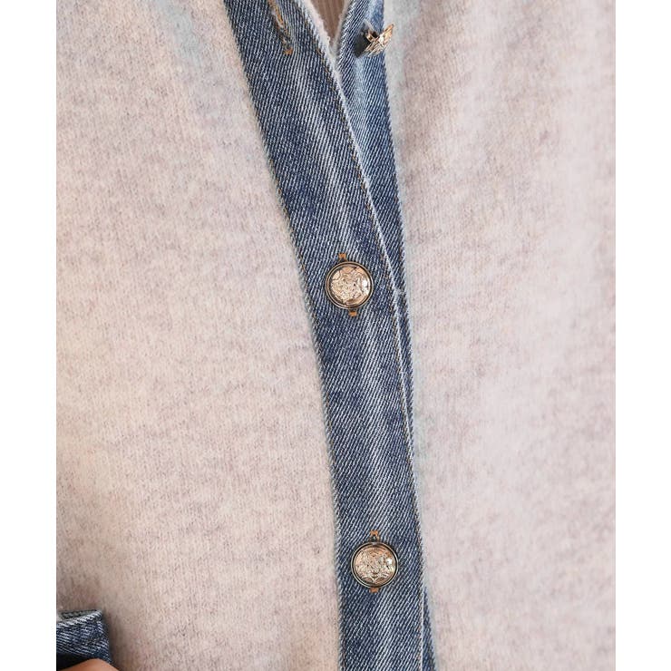 デニム切替レイヤード風ニットカーディガン | rps | 詳細画像26 