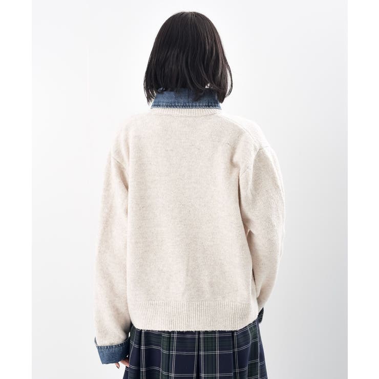 デニム切替レイヤード風ニットカーディガン | rps | 詳細画像28 