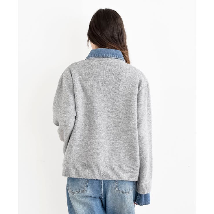 デニム切替レイヤード風ニットカーディガン | rps | 詳細画像29 