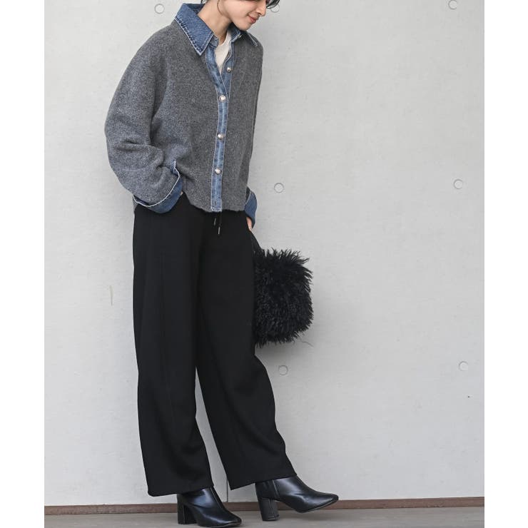 デニム切替レイヤード風ニットカーディガン | rps | 詳細画像5 